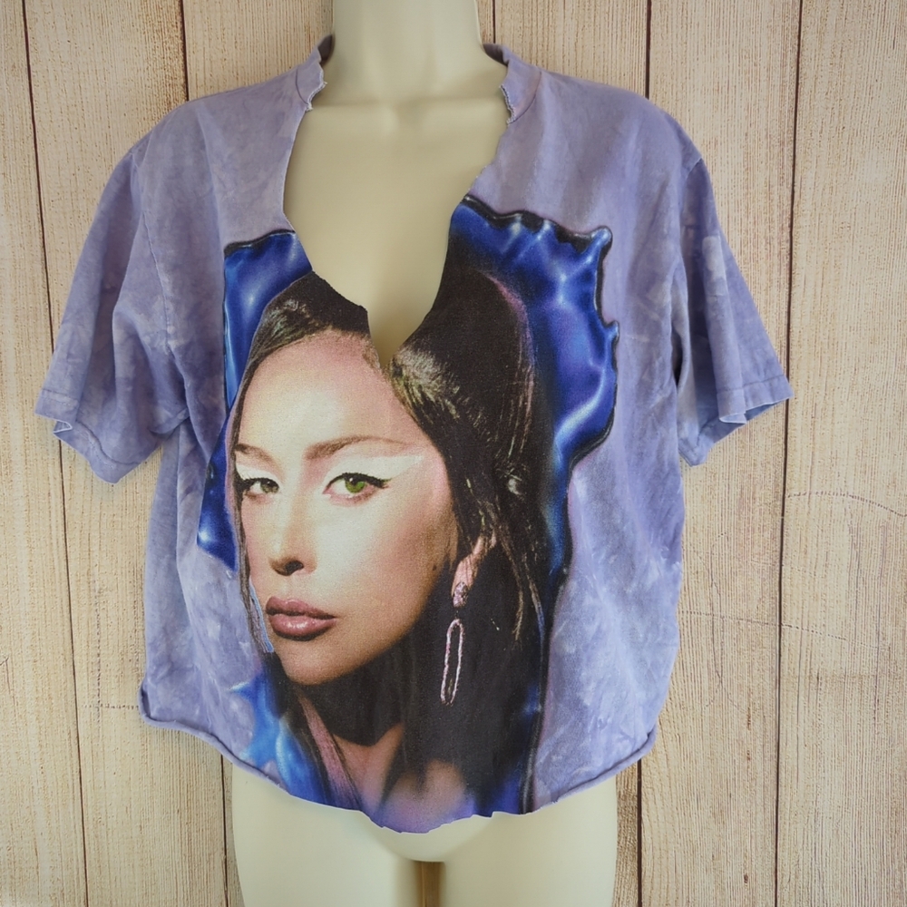 Lady Gaga Ariana Grande  Rain on Me Tie Dye  custom cut Official T Shirt medium